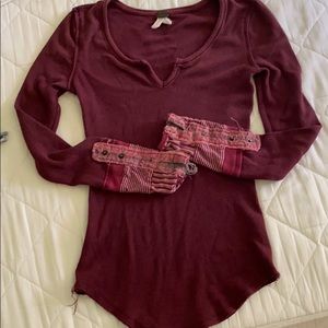 Free People Waffle Shirt